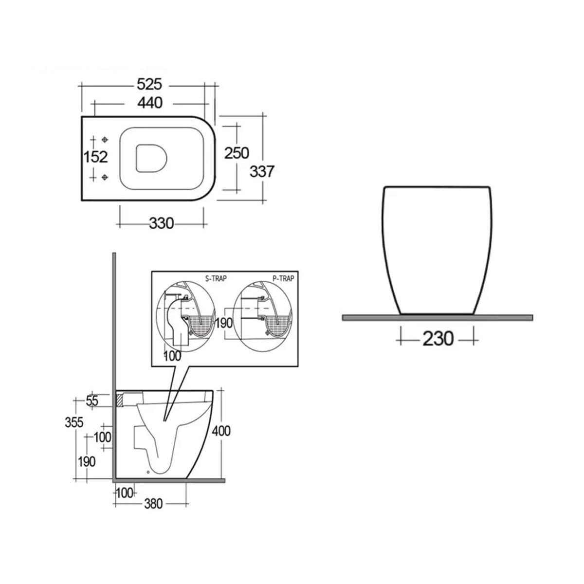 RAK MP16AWHA Metropolitan Back-To-Wall WC Pan With Soft-Close Seat 525mm Projection