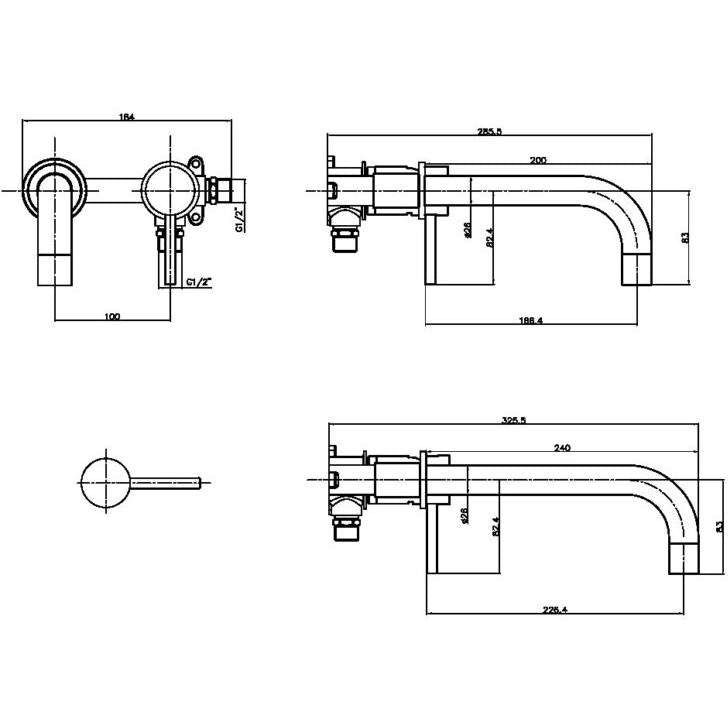 Luxe81 Core Wall Mounted Basin and Bath Tap