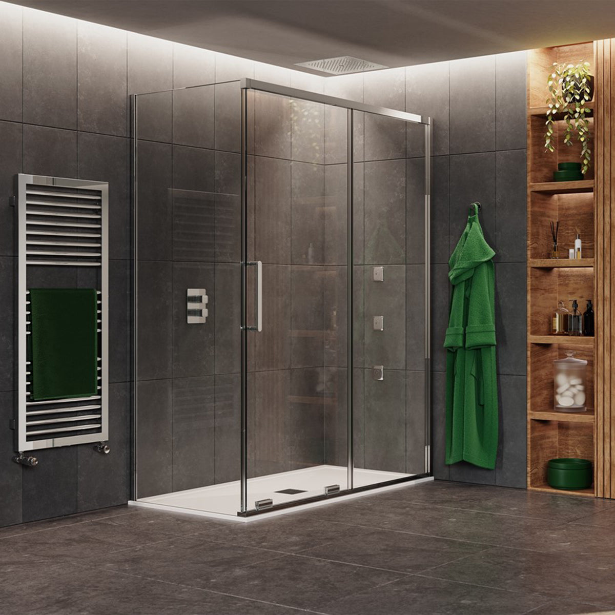 Crosswater Design Matt Black 1000mm Side or Walk In Shower Screen