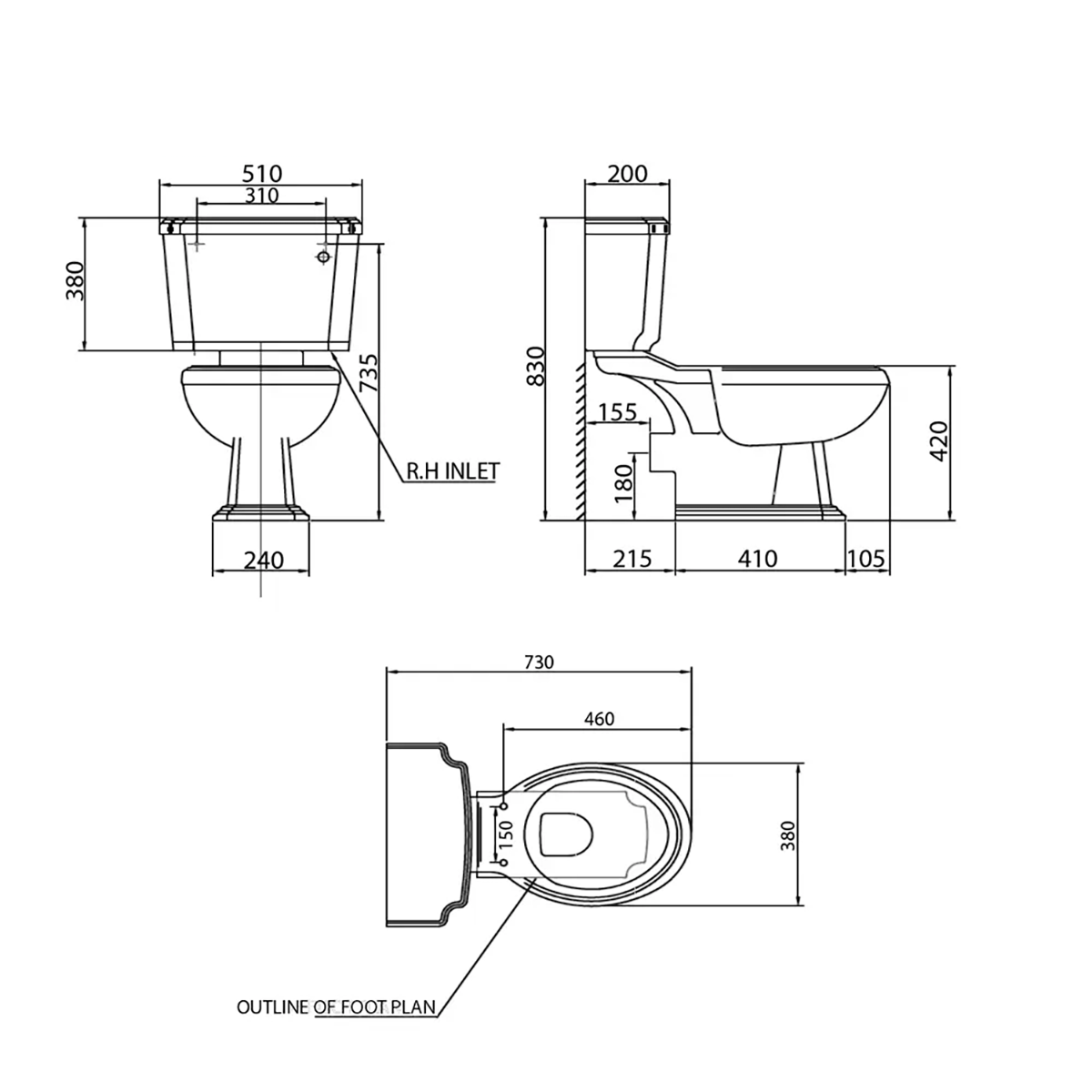 Kartell POT030AS K-Vit Astley White Traditional WC Pan With Cistern