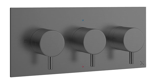 Crosswater MPRO 2 Outlet 3 Handle Concealed Thermostatic Shower Valve Landscape