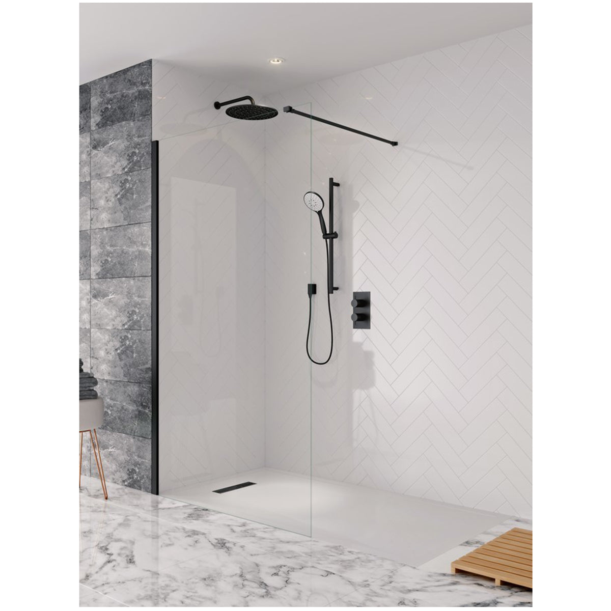 Merlyn Ionic Three Folding Square Bath Screen 1500mm High x 1400mm Wide - 8mm Glass - MB9