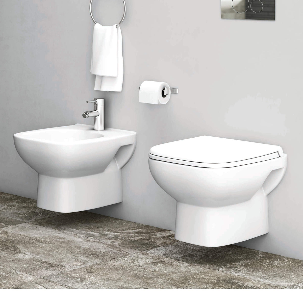 RAK Origin 62 Wall Hung WC Pan With Soft Close Seat - 500mm Projection ORG12AWHA