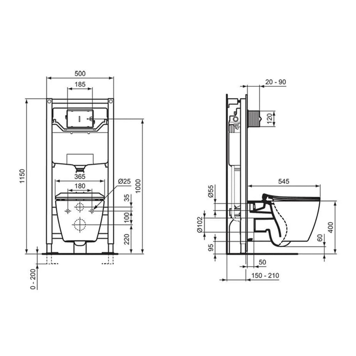 Ideal E047301 Standard Concept White Aquablade Wall Hung WC Pan 540mm