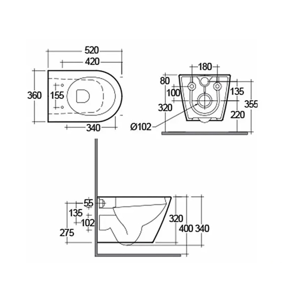 Essential EC7025 IVY Wall Hung White Toilet Pan With Soft Close Seat