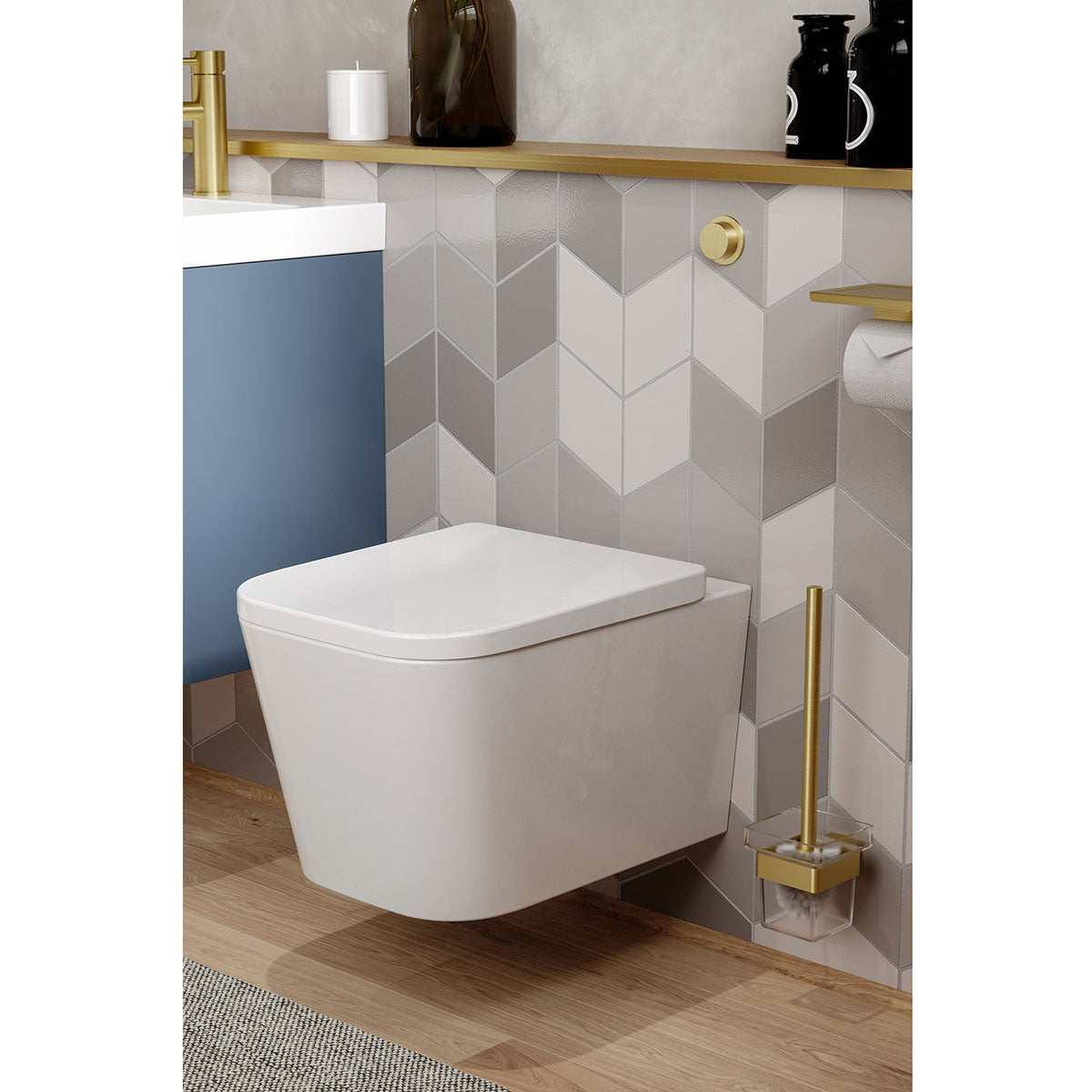 Saneux Matteo Gloss White Wall Hung WC Pan With Toilet Seat MAWH01