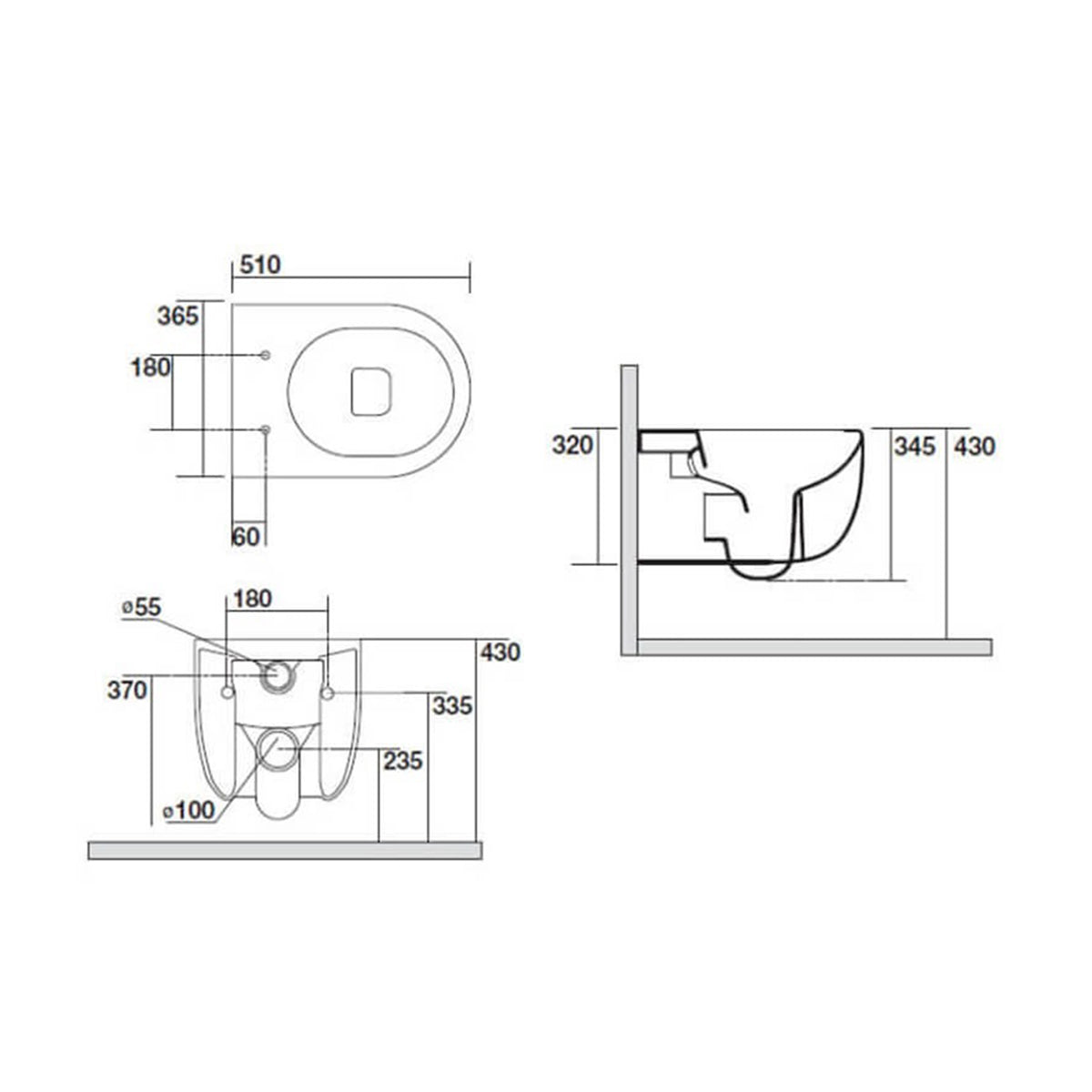 Crosswater GL6116CW Glide II White Wall Hung Rimless WC And Soft Close Seat