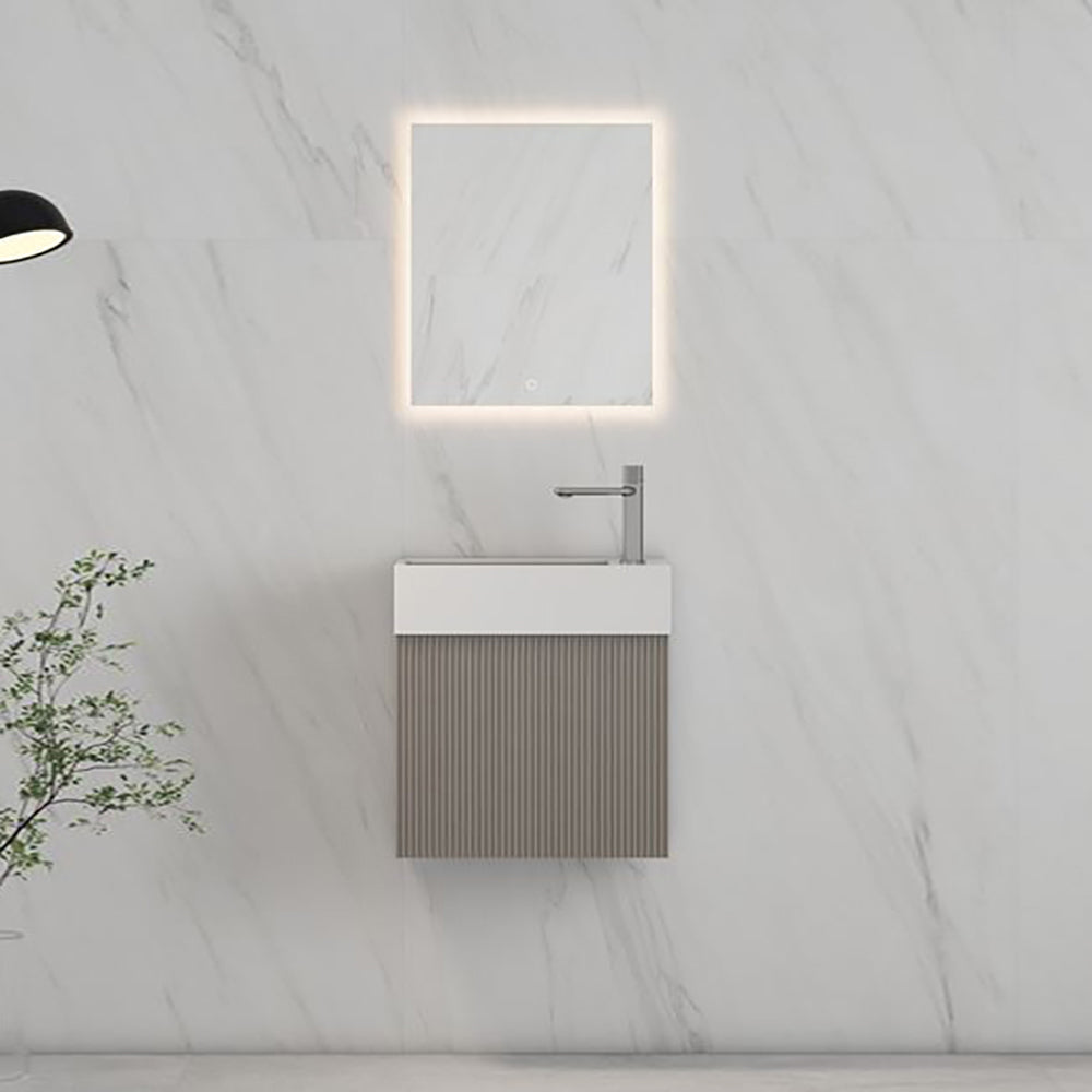 Luxe81 RIO 450mm 1 Door Beige Flute Cabinet and Basin