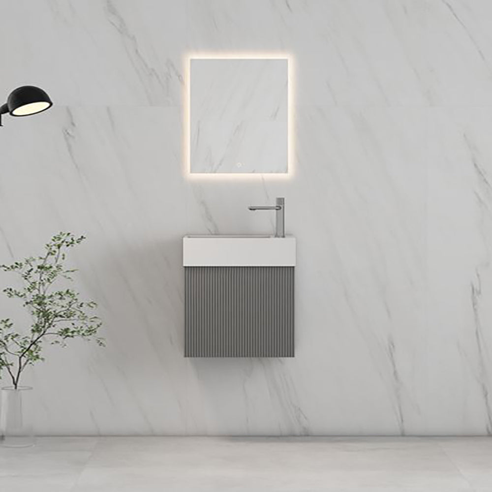 Luxe81 RIO 450mm 1 Door Matt Grey Flute Cabinet and Basin