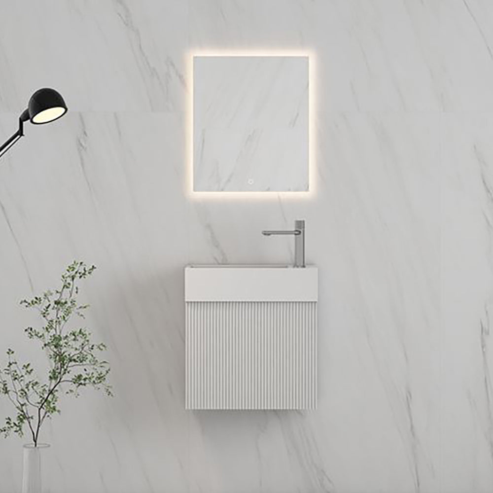 Luxe81 RIO 450mm 1 Door Matt White Flute Cabinet and Basin