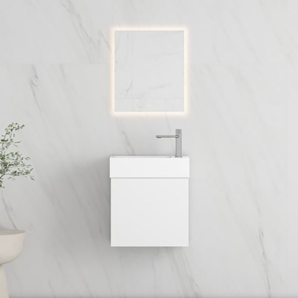 Luxe81 RIO 450mm 1 Door White Cabinet and Basin