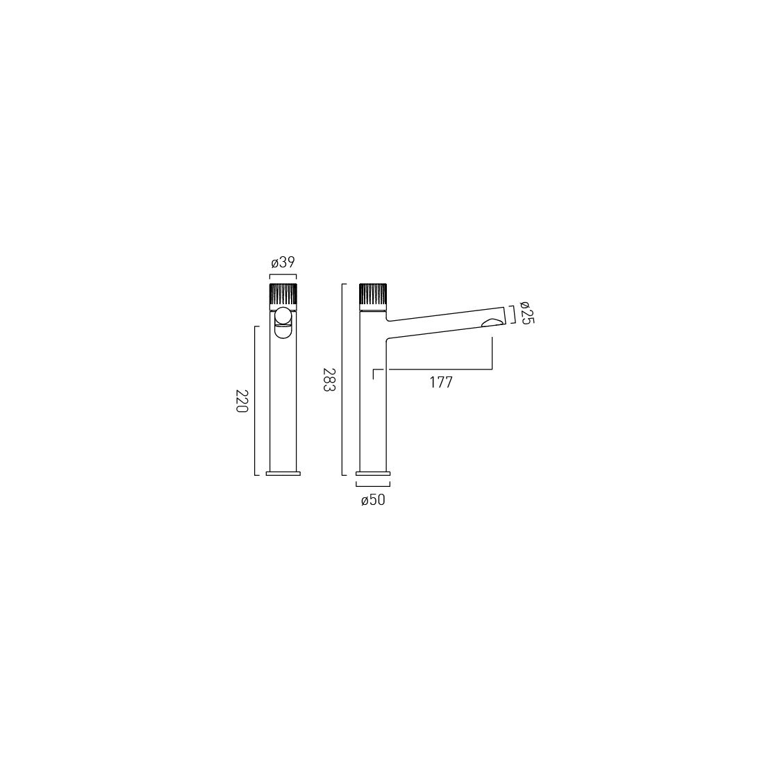 Vado Safari Leverless Cold Start Extended Mono Basin Mixer for Low Pressure System