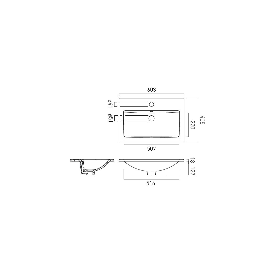 Vado Safari 600mm Ceramic Vanity Basin