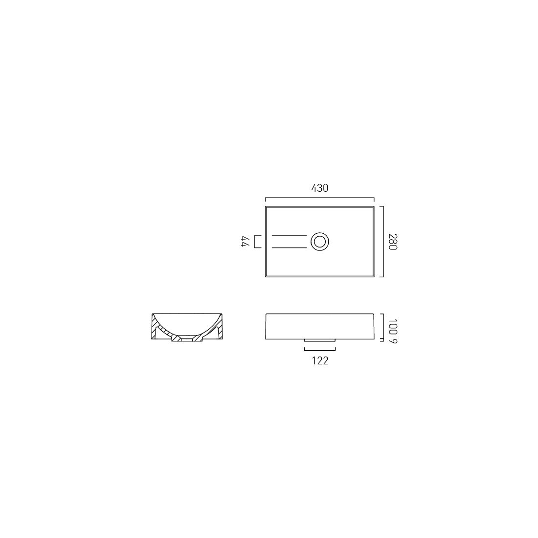 Vado Safari Smooth Countertop Basin - Square