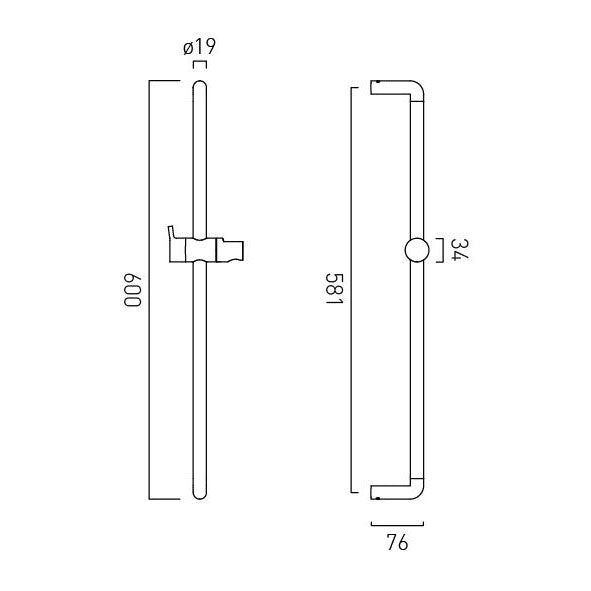 Vado Safari Lever Slim Slide Rail + Hose - No Handset Included