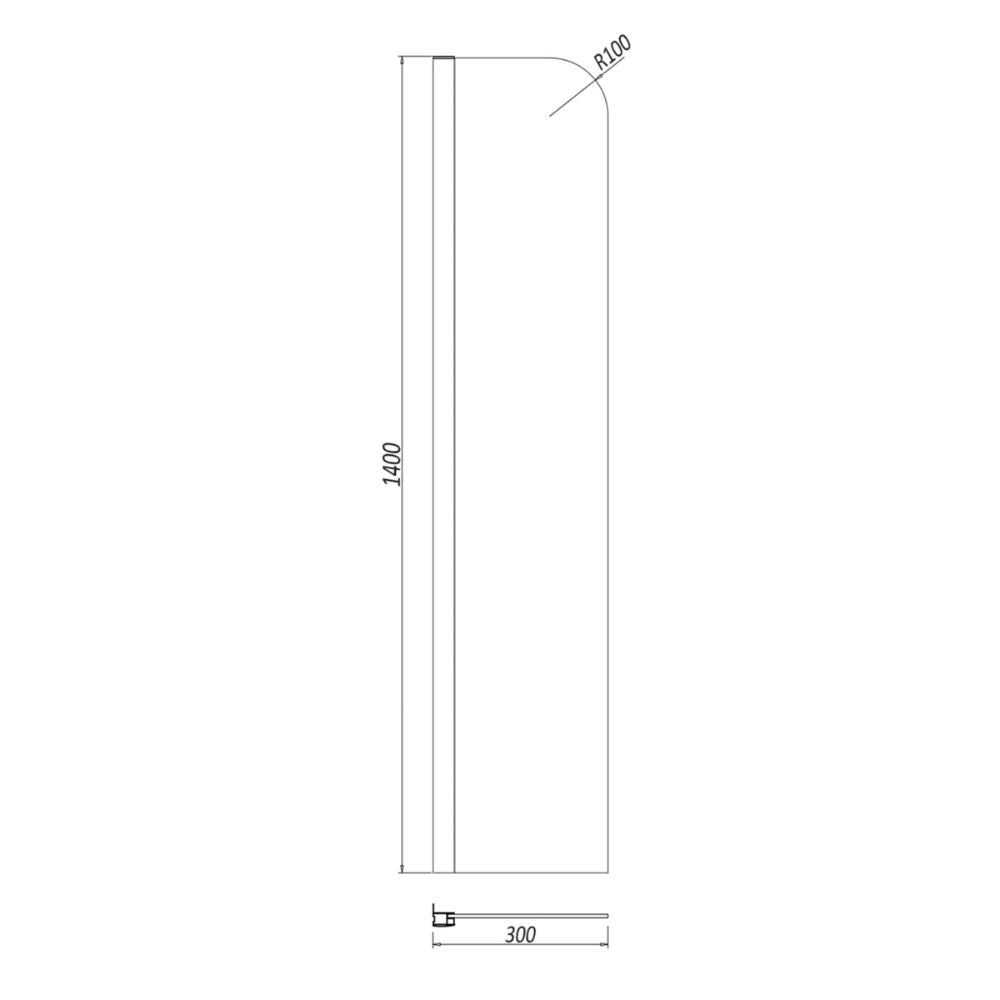 Luxe81 S6 300mm Fixed Radius Bath Shower Screen