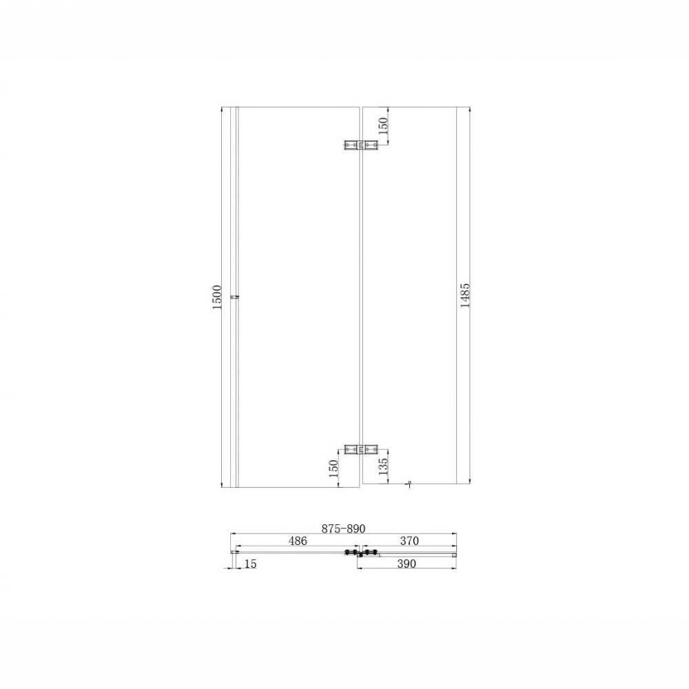 Luxe81 S6 Square 900mm Chrome Pivot Bath Shower Screen