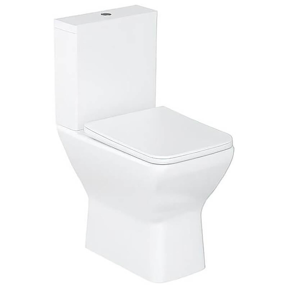 Britton Shoreditch Square Rimless Close Coupled WC Pan With Soft Close Seat And Cistern SHR048