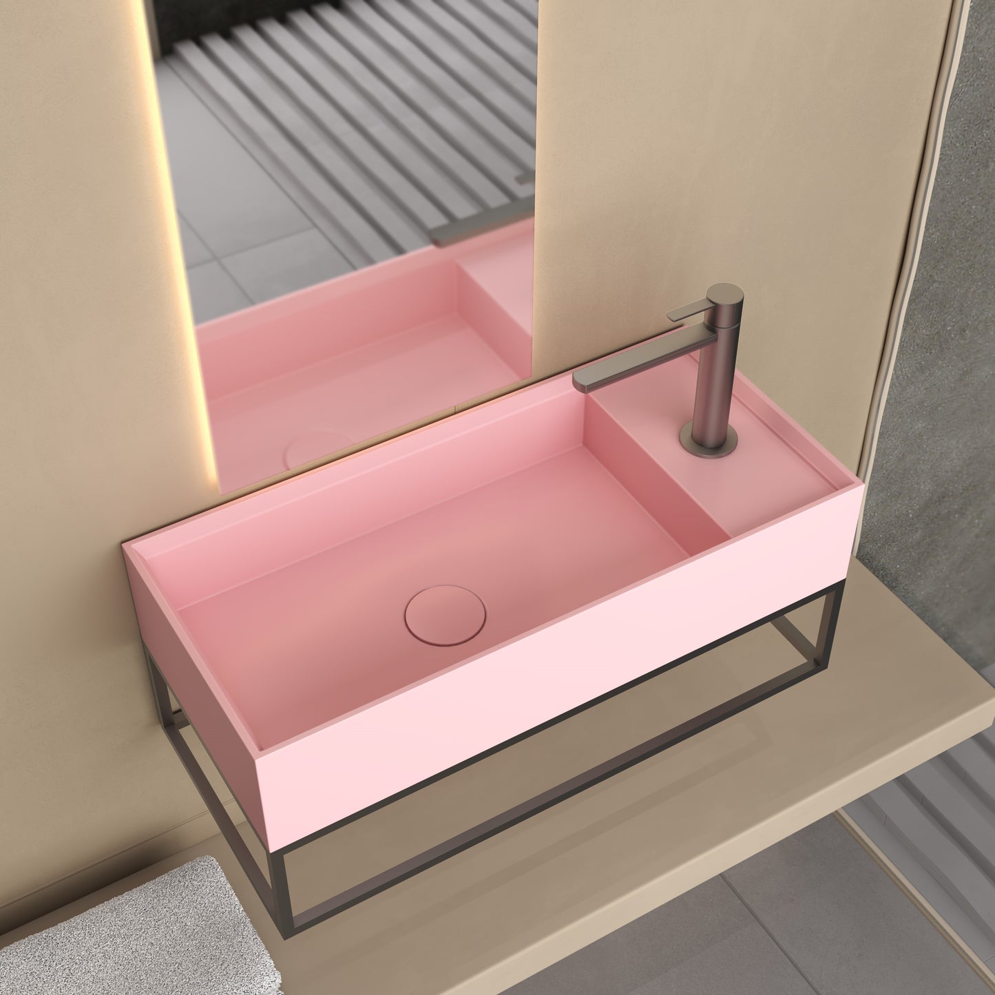 Luxe81 Sisi Concrete Basin with Compact Design 550 x 250 x 110mm