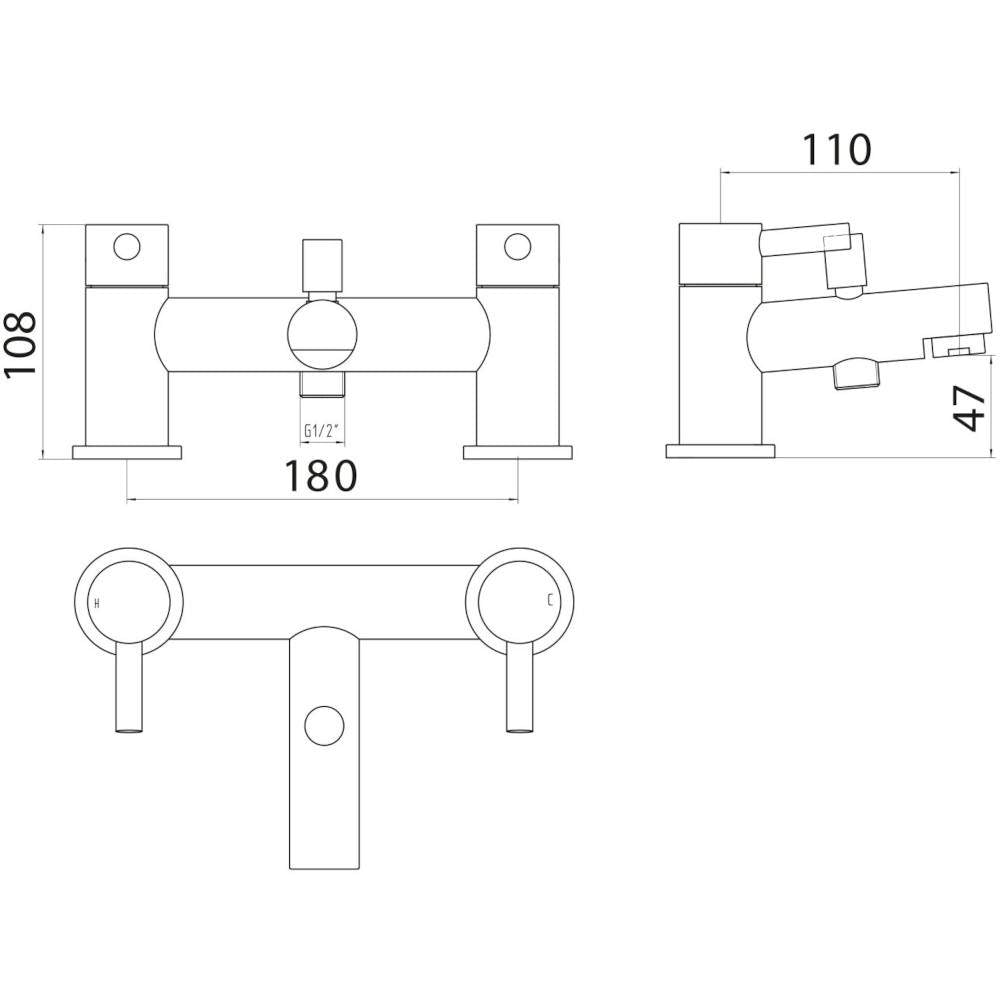 Luxe81 Premier Bath Shower Mixer Tap with shower kit and wall bracket