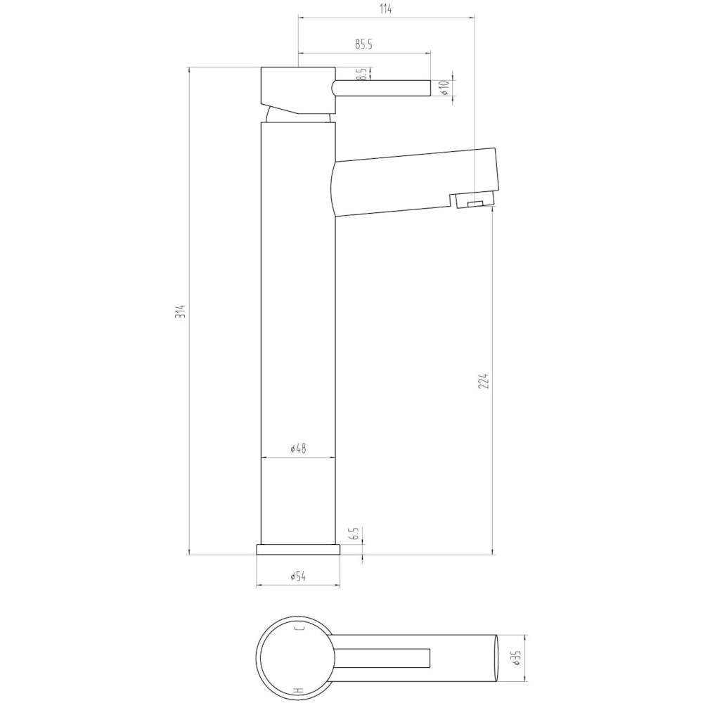 Luxe81 Premier Tall Basin Mixer Tap - No waste