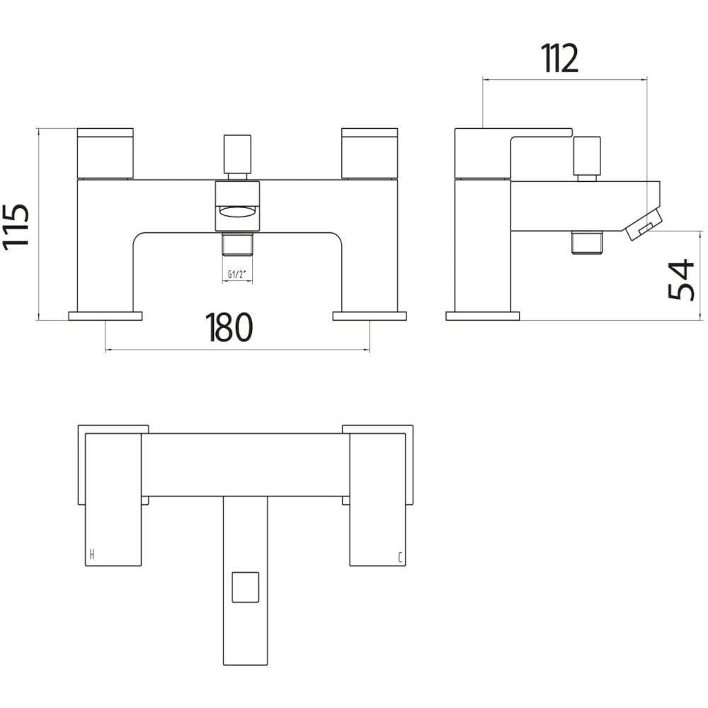 Luxe81 Lanza Chrome Bath Shower Mixer Tap with Shower Kit and Wall Bracket