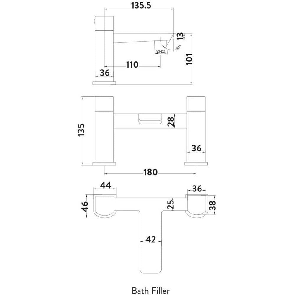 Luxe81 Muro Bath Filler Tap
