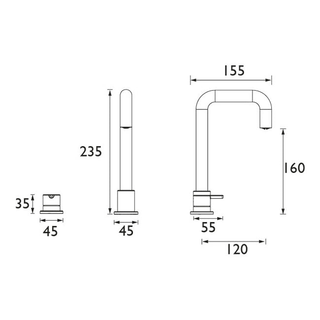 Heritage Dartmouth 3 Taphole Basin Mixer
