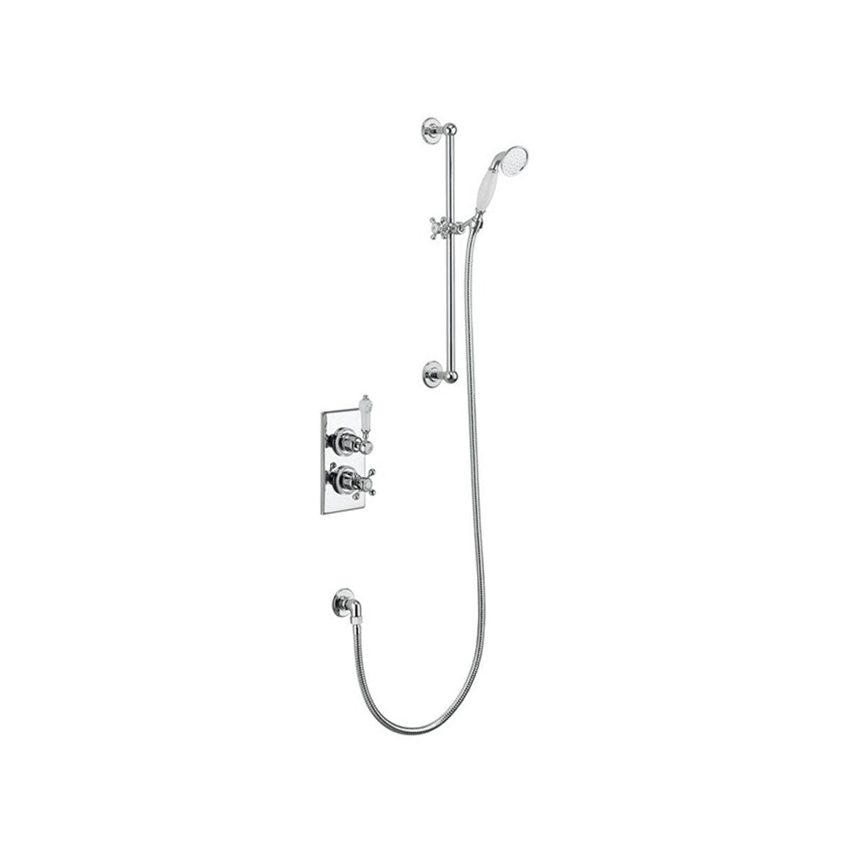 Burlington Trent TF1H Thermostatic Single Outlet Concealed Shower Valve with Rail, Hose and Handset