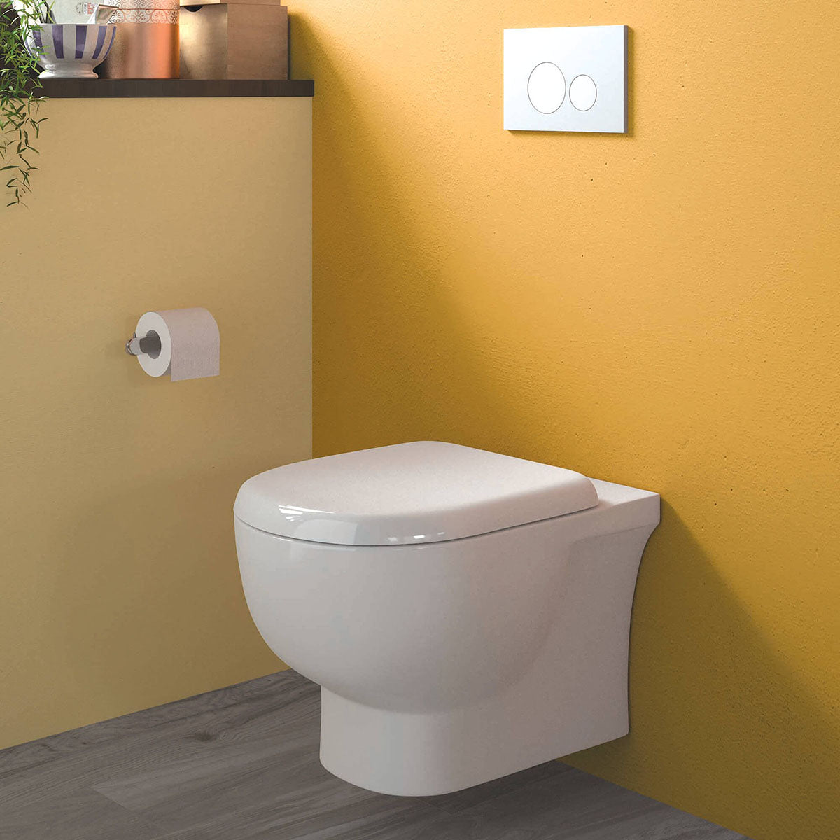 RAK Tonique Rimless White Wall Hung Pan With Hidden Fixation And Soft Close Seat TQ13AWHA