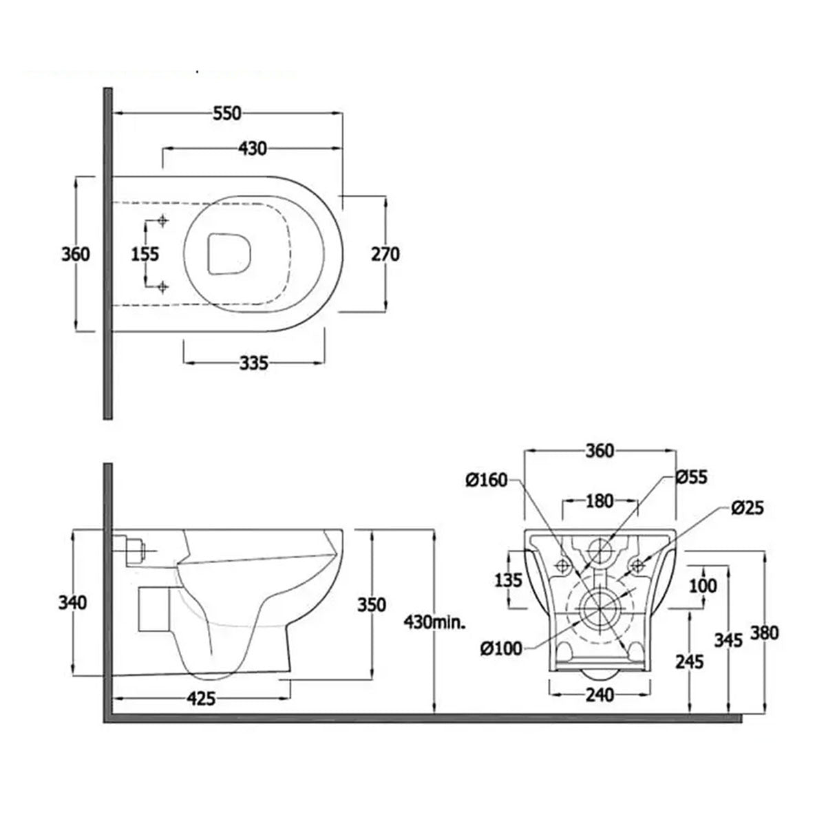 RAK TQ13AWHA Tonique Rimless White Wall Hung Pan With Hidden Fixation And Soft Close Seat