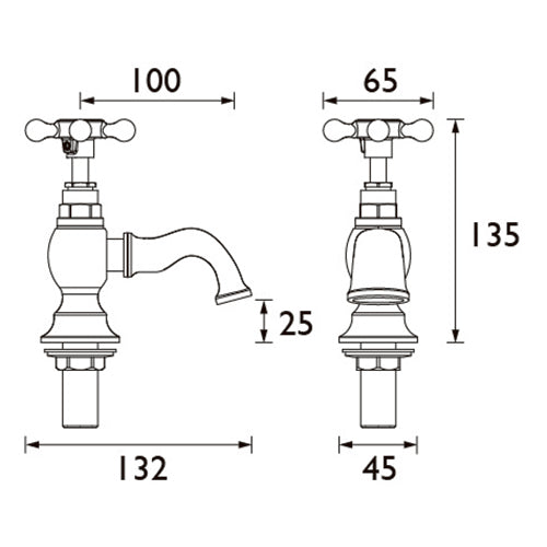 Heritage Trinity Basin Pillar Taps