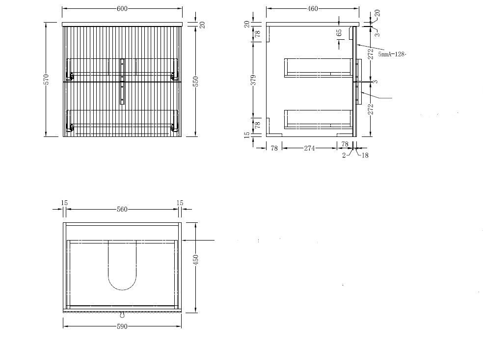 Luxe81 Tweed 600 Cabinet with Matte Basin 600 x 460 x 550mm