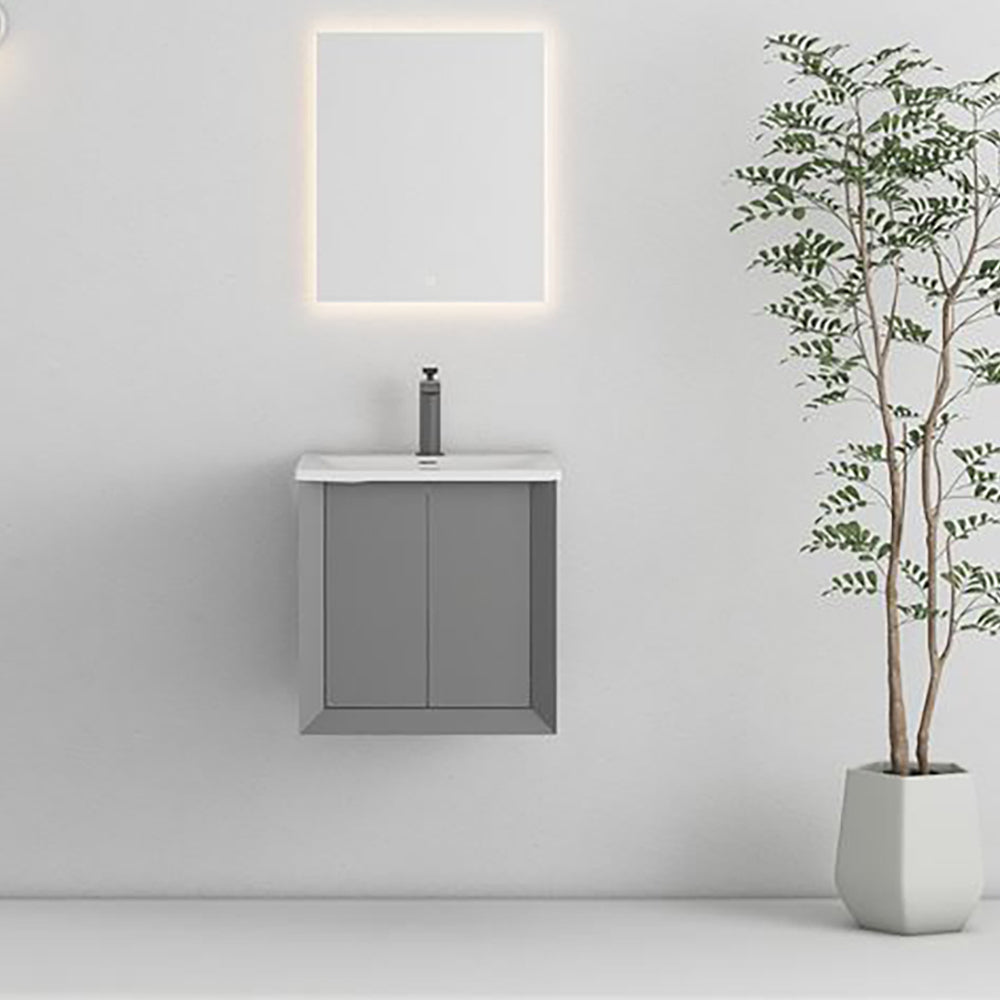 Luxe81 Val 400mm 2 Door Matt Grey Cabinet and Basin