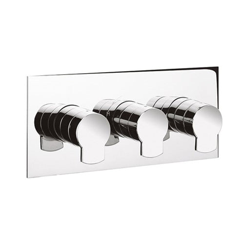 Crosswater Wisp 2 Outlet 3 Handle Concealed Thermostatic Shower Valve Landscape in Chrome