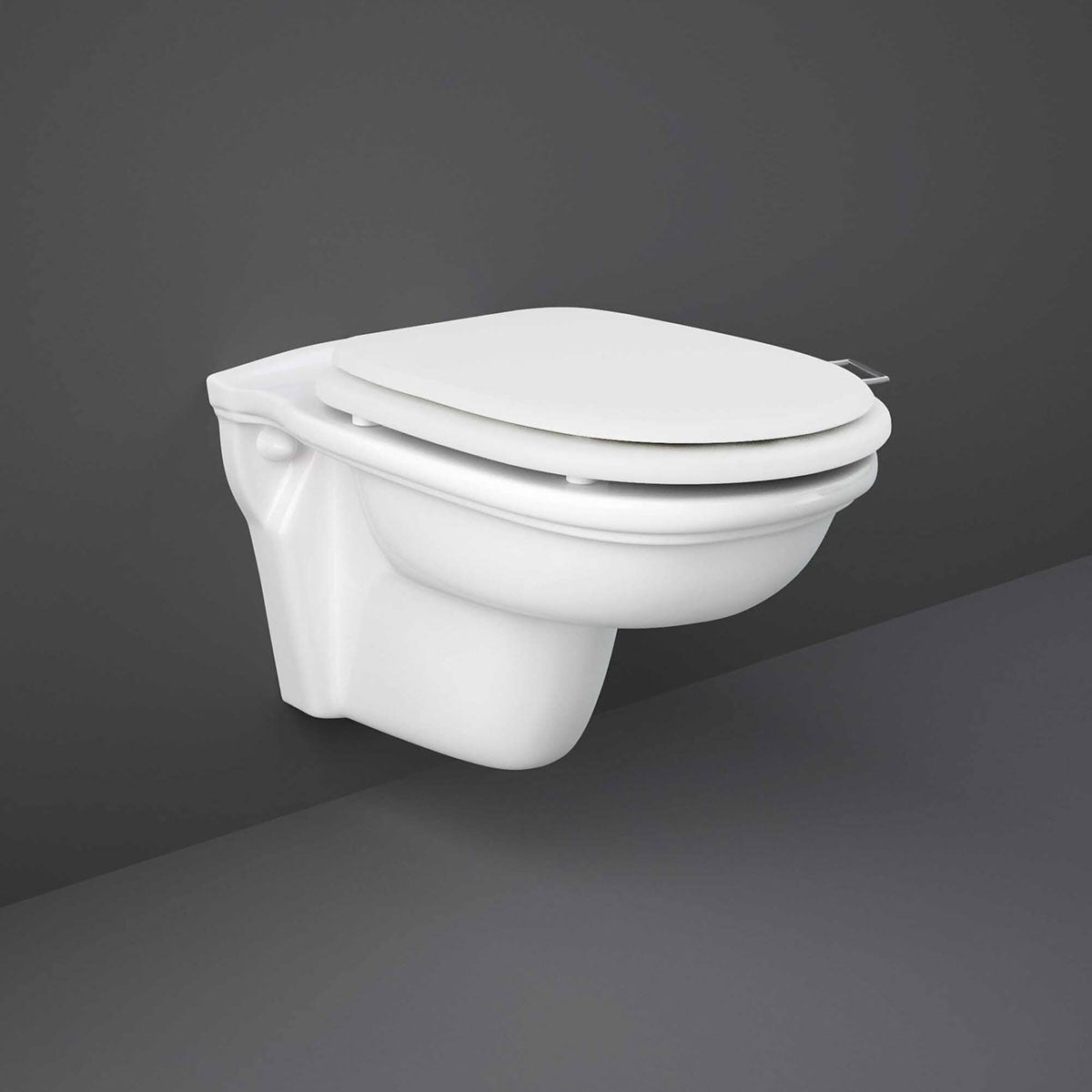 Rak Washington Wall Hung Pan With Matt White Soft Close Seat WT18AWHA