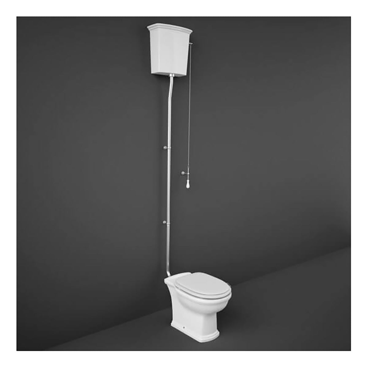 RAK Washington High Level White Toilet With Soft Close Wood Seat WT21AWHA
