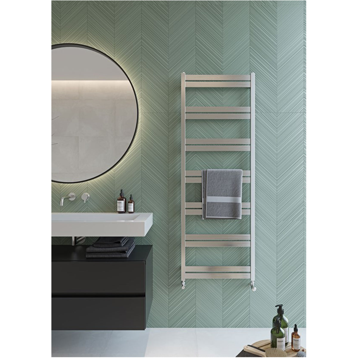 Aeon Cat Ladder Stainless Steel Heated Towel Rail