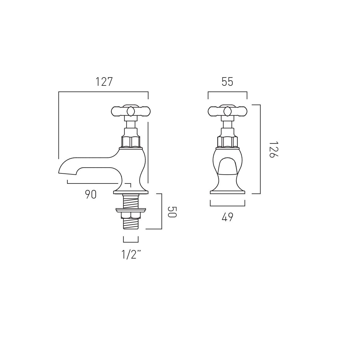 Vado Axbridge Basin Pillar Taps