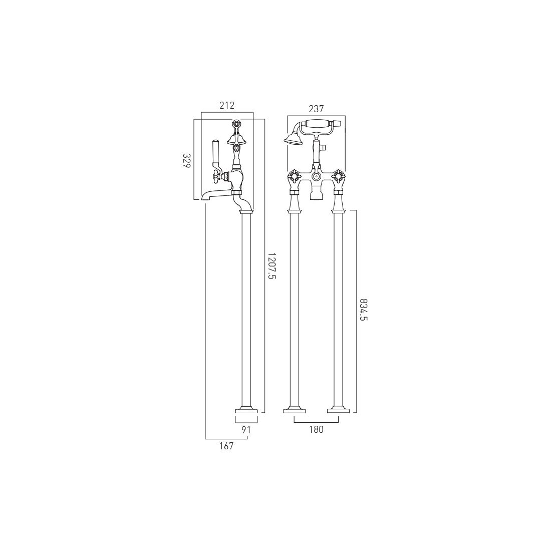 Vado Axbridge Floor Standing Bath Shower Mixer