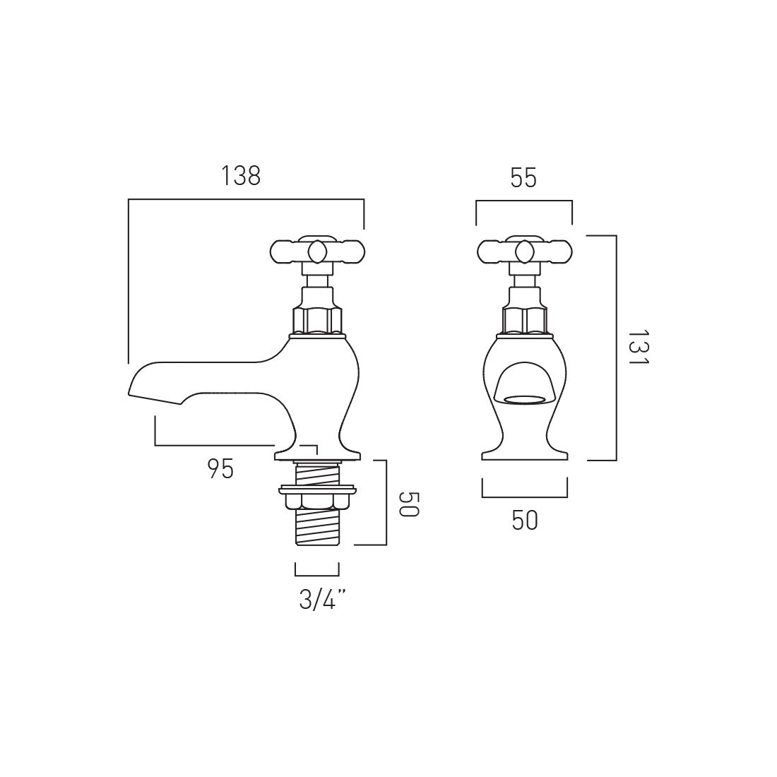 Vado Axbridge Bath Pillar Taps