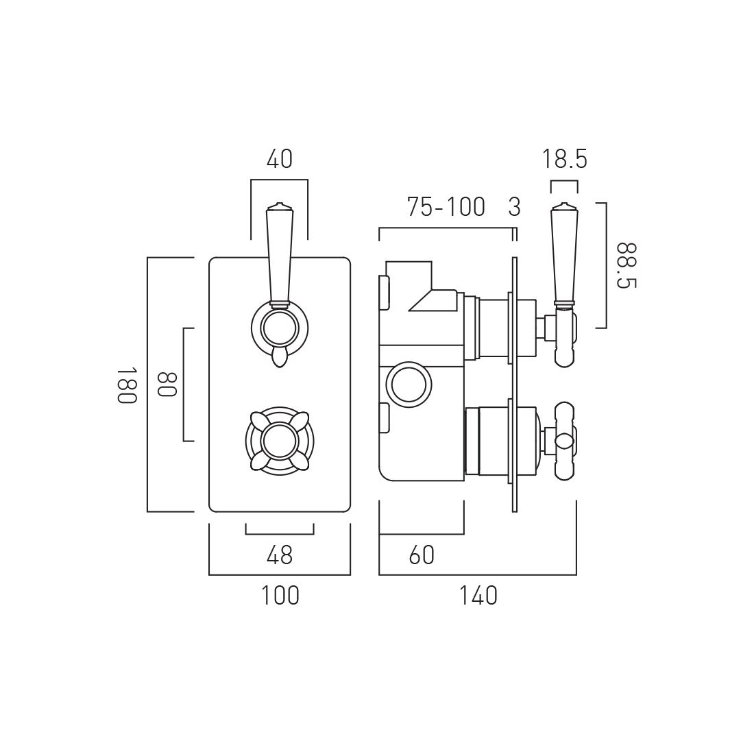 Vado Axbridge 1 Outlet Concealed Thermostatic Shower Valve
