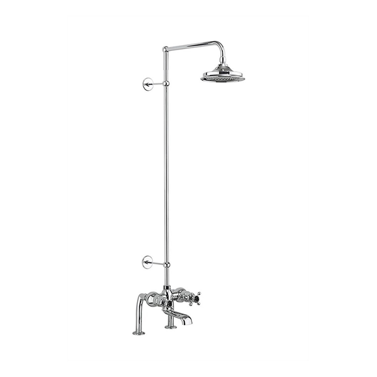 Burlington Tay BT2DS Thermostatic Bath Shower Mixer Deck Mounted with Rigid Riser & Swivel Shower Arm with 6 inch Rose