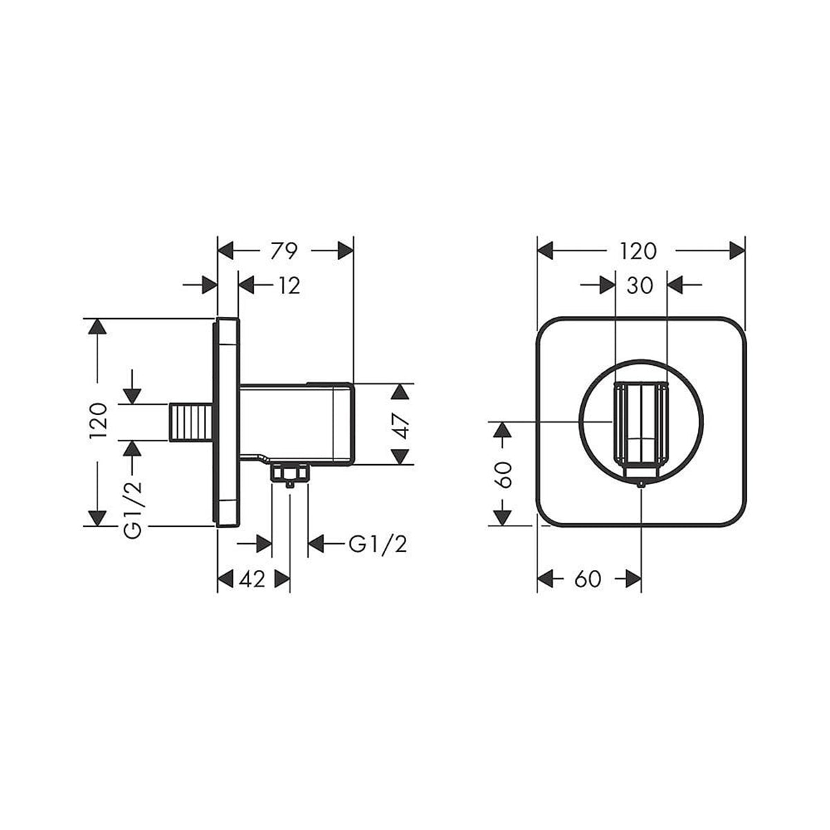 AXOR 36724000 Citterio E Porter Unit for Secure Hand Shower Placement