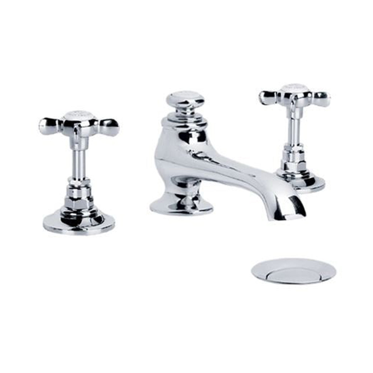 Lefroy Brooks LB1224 Classic Three Hole Basin Mixer with Pop-Up Waste -Satin Nickel