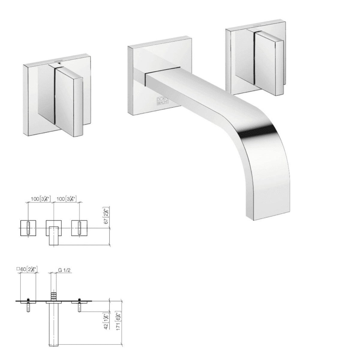Dornbracht MEM Wall Mounted Basin Mixer In Chrome - Model 36707782-00