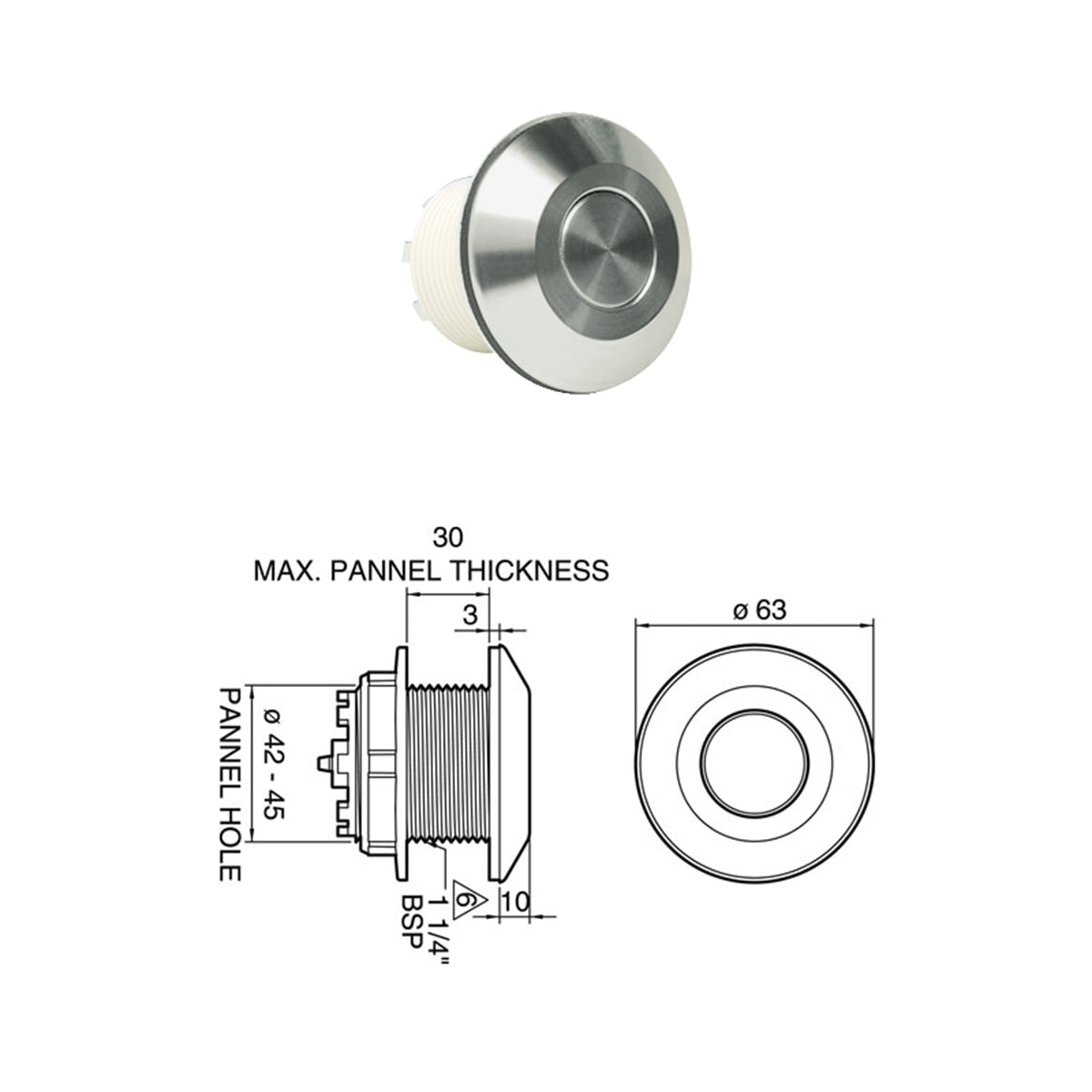 Grohe single push button - stainless steel (38497SD0)