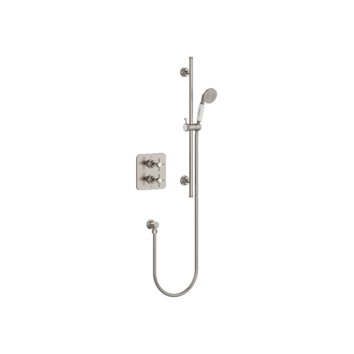 Burlington Guild GUSHOWERPACKSQ1 Square Thermostatic Single Outlet Concealed Shower Valve with Rail, Hose, Handset & Outlet Elbow