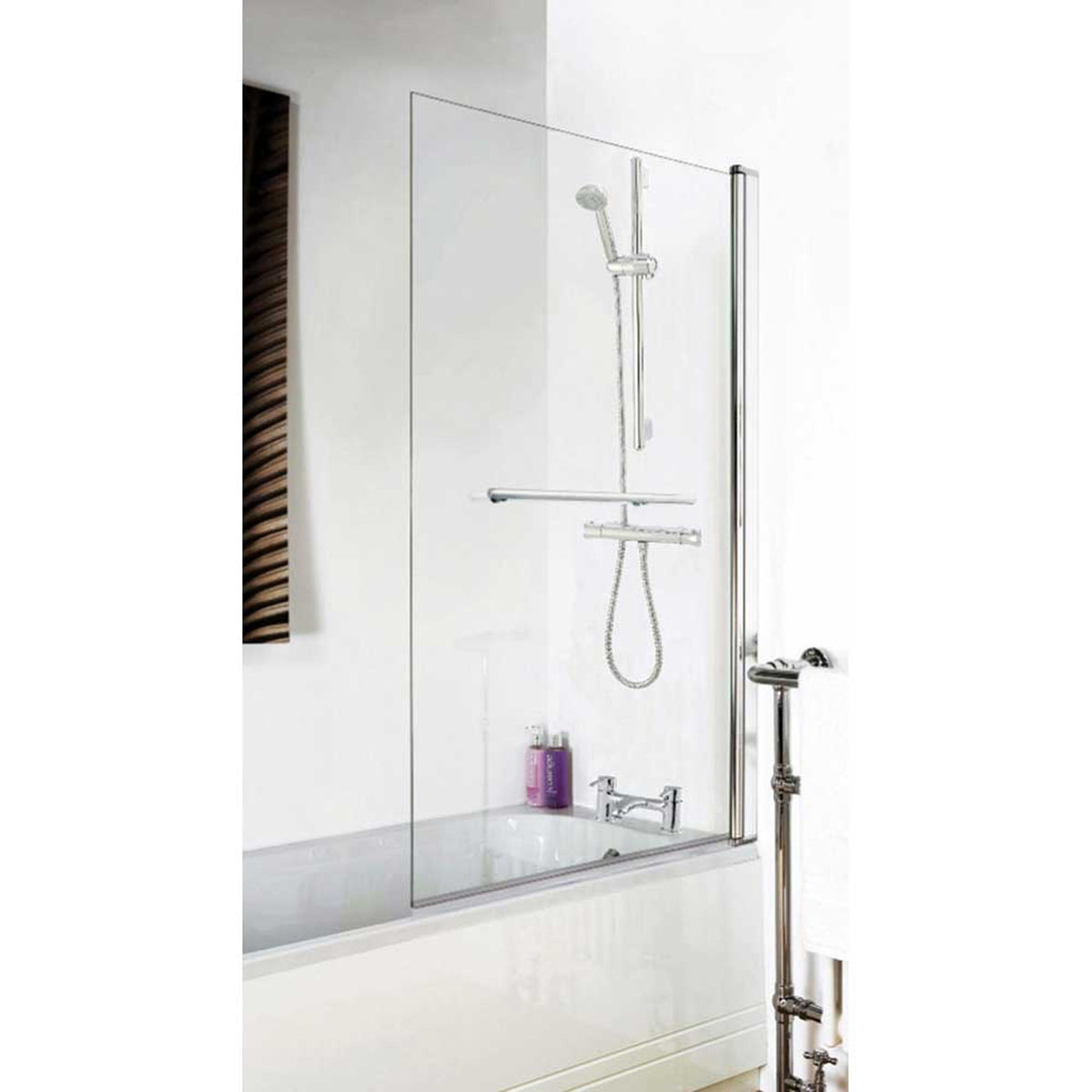 Lakes Bathrooms Coastline Cannes Bath Screen Polished Silver Frame 750mm x 1400mm - LK810-075 05