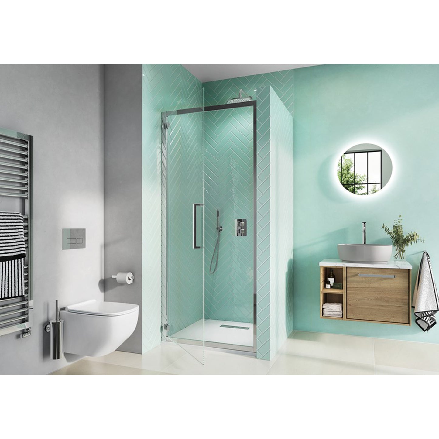 Crosswater Infinity IHDSC0900+ 8 Hinged Door, Polished Stainless Steel